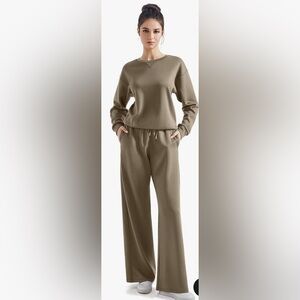 SUUKSESS Women Modal 2 piece outfits Oversized Sweatshirt Wide Leg Pants